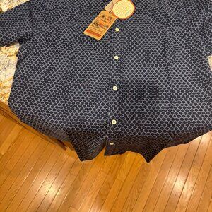 Faherty SS Stretch Playa Shirt - MNF-Midnight Fish Scale - Size L